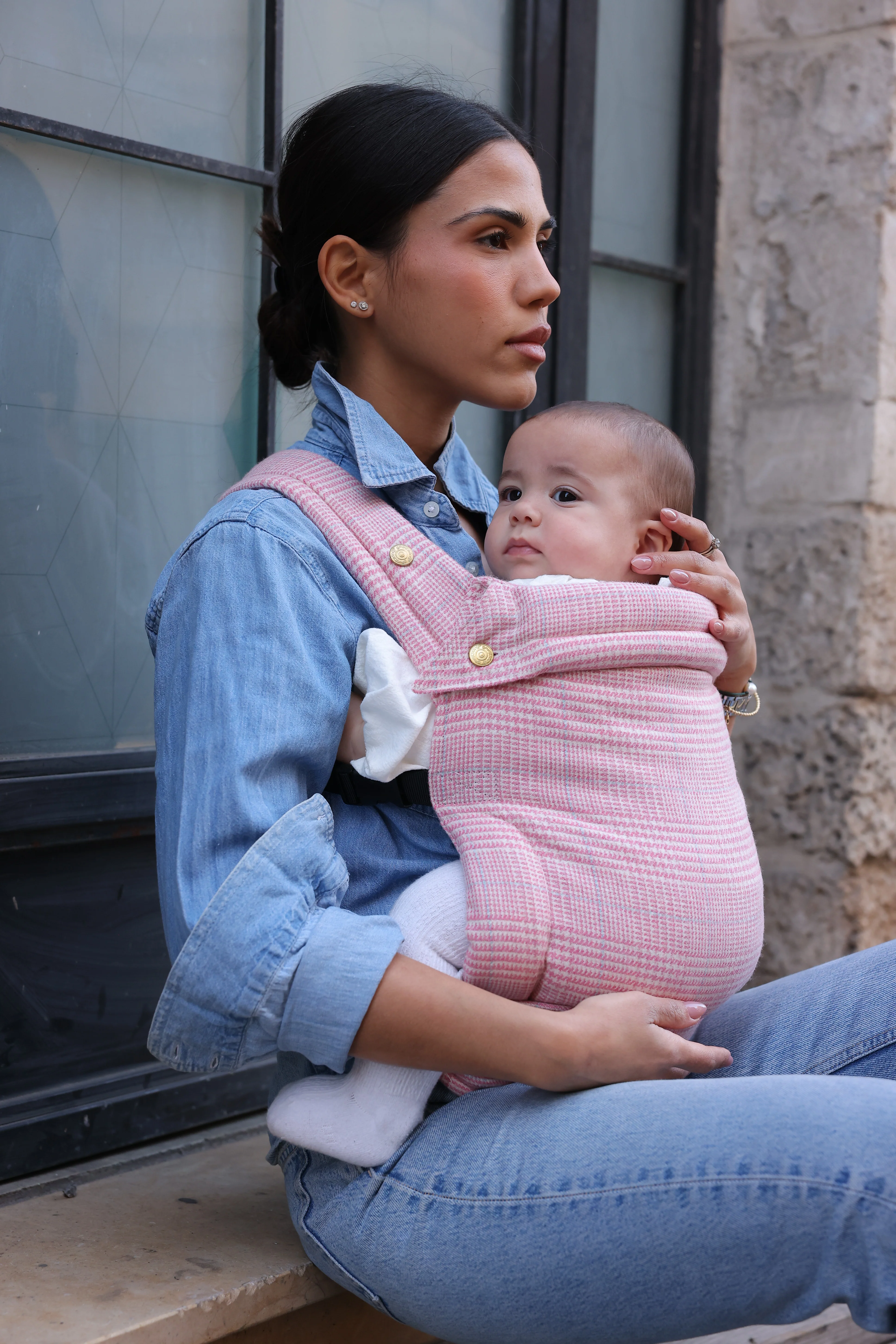 *LIMITED EDITION* מנשא לתינוק Lamer B- Pink plaid - Image 4